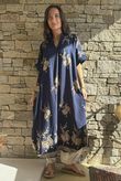 Yara Paisley Embroidered Shirt Dress Navy
